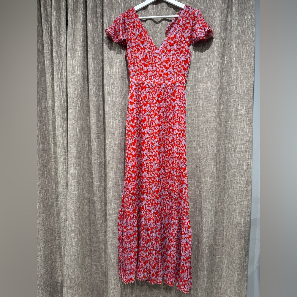 Tanya Taylor Red and White Ruffled Maxi Dress - Picture 7 of 7